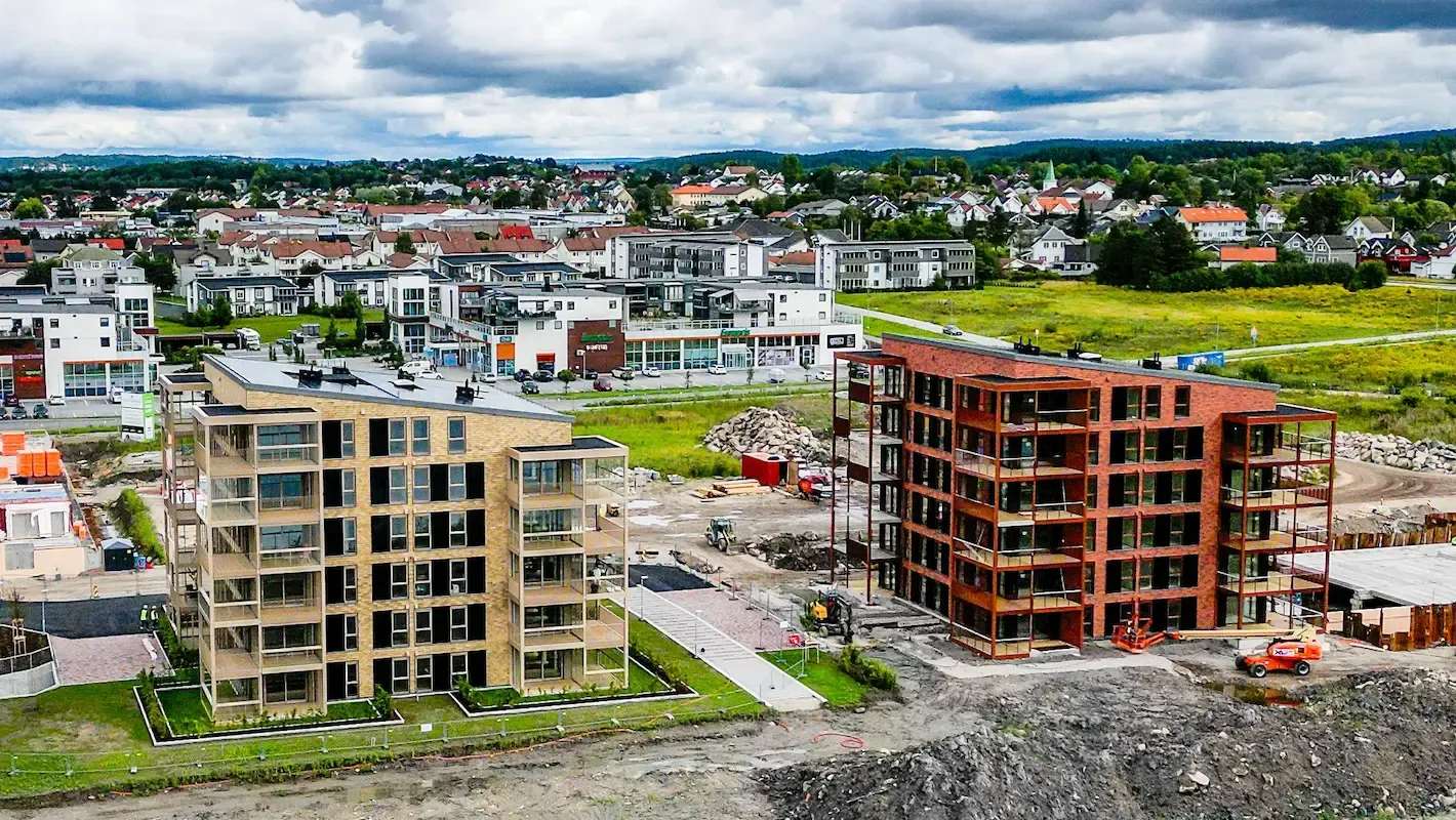 Boligblokker i et borettslag sett fra luften